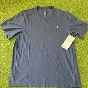New lululemon Striped Mesh Tennis Tee Shirt True Navy NWT UV Protective